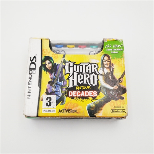 Guitar Hero On Tour Decades Inkl Guitar Grip - Komplet I æske - Nintendo 3DS Spil (B Grade) (Genbrug)